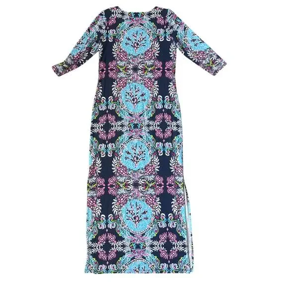 Lilly Pulitzer Morgann Maxi Dress in High Tide Navy Mermaid Size Medium - Picture 4 of 10